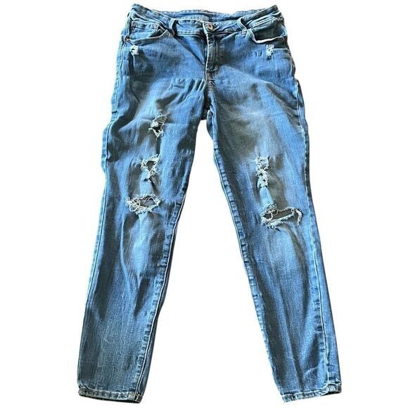 Old Navy Women's Distressed Blue Jeans Size 12 Standard - Picture 1 of 16